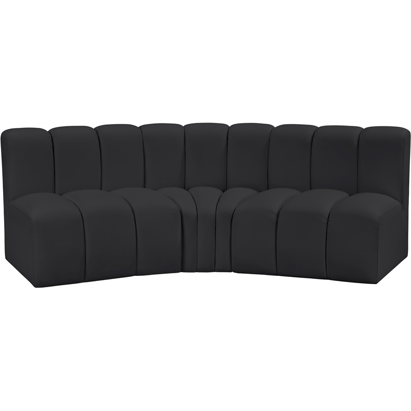 Meridian Furniture Arc Black Vegan Leather Modular Sectional
