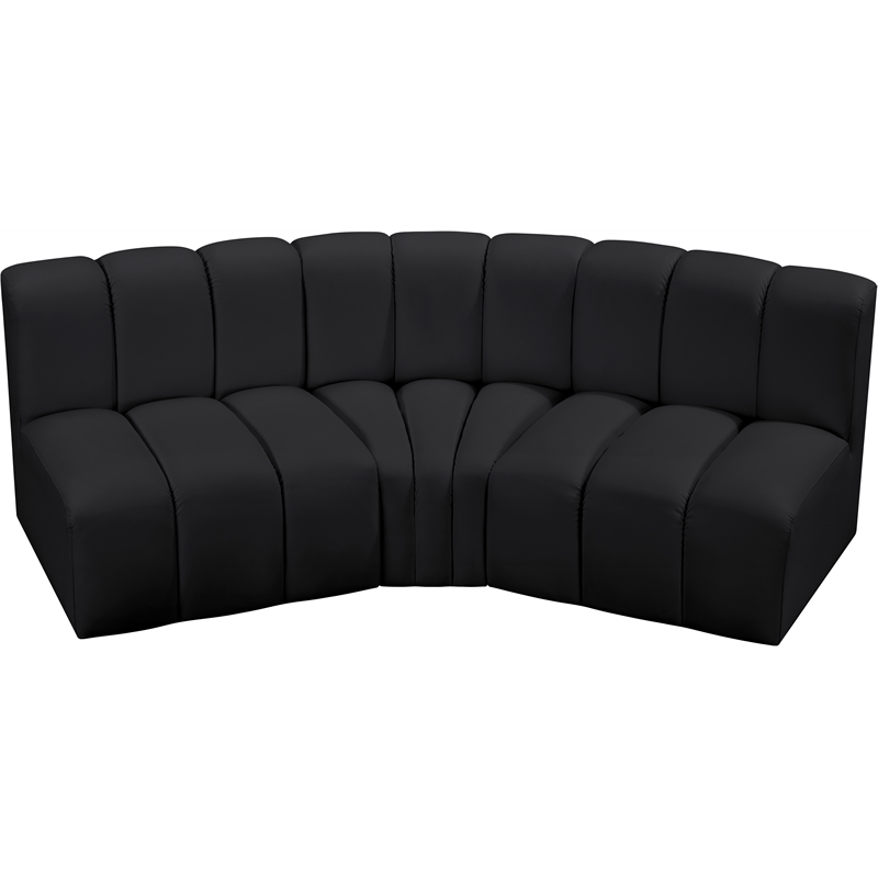 Meridian Furniture Arc Black Vegan Leather Modular Sectional