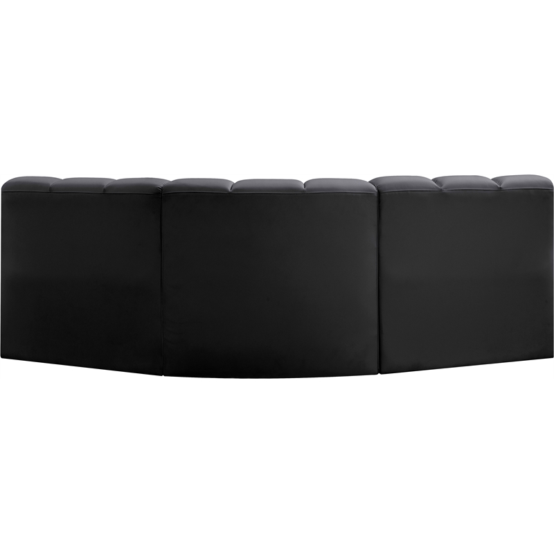 Meridian Furniture Arc Black Vegan Leather Modular Sectional