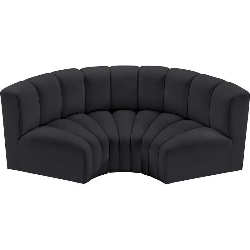 Meridian Furniture Arc Black Vegan Leather Modular Sectional