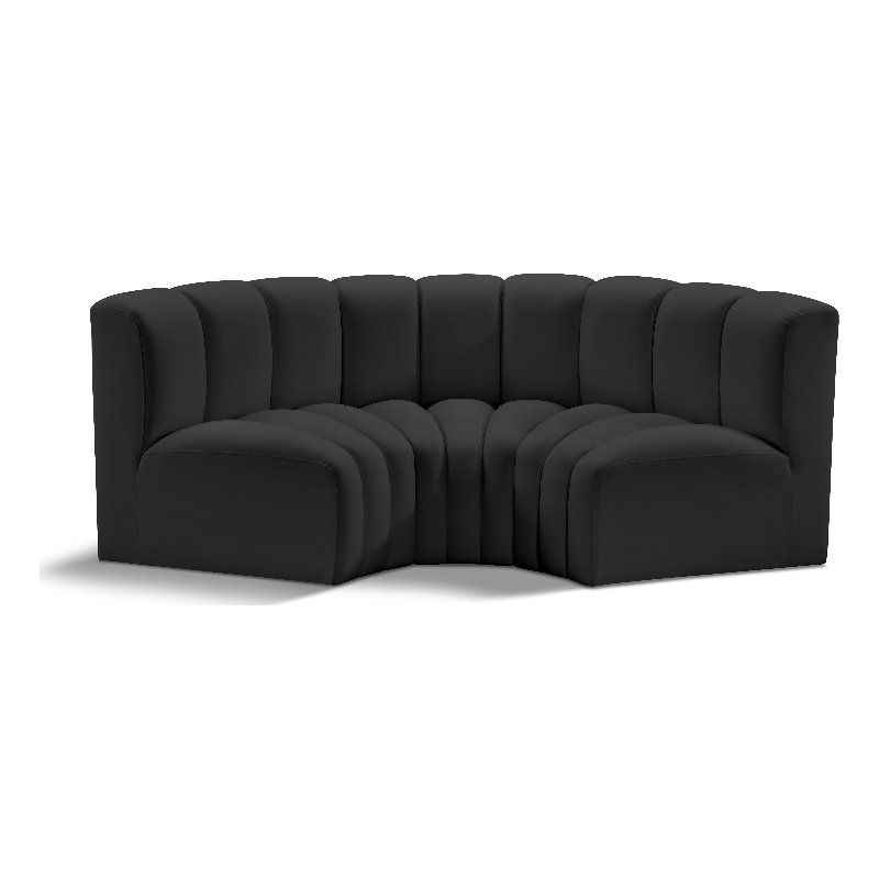 Meridian Furniture Arc Black Vegan Leather Modular Sectional