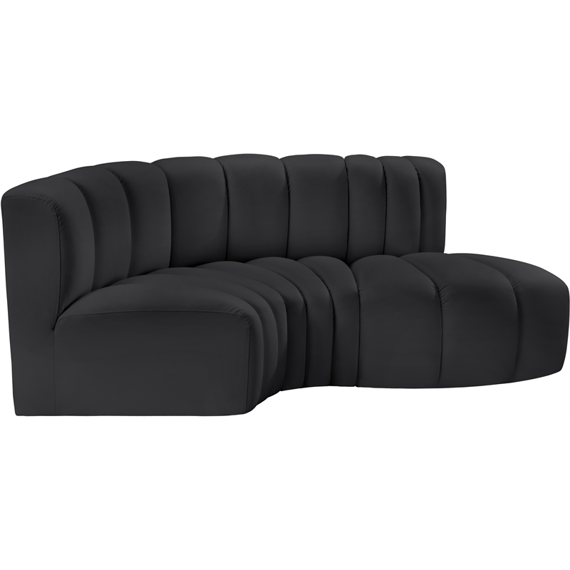 Meridian Furniture Arc Black Vegan Leather Modular Sectional
