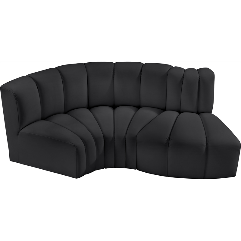 Meridian Furniture Arc Black Vegan Leather Modular Sectional