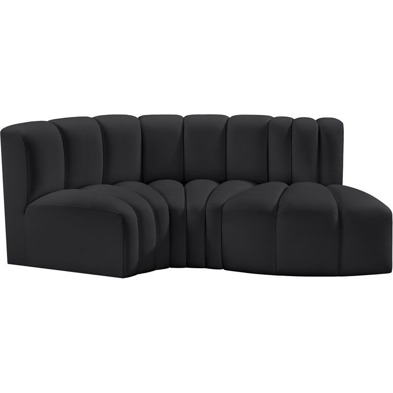 Meridian Furniture Arc Black Vegan Leather Modular Sectional