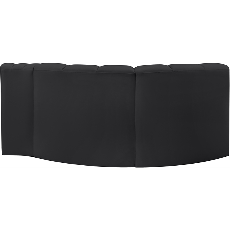 Meridian Furniture Arc Black Vegan Leather Modular Sectional