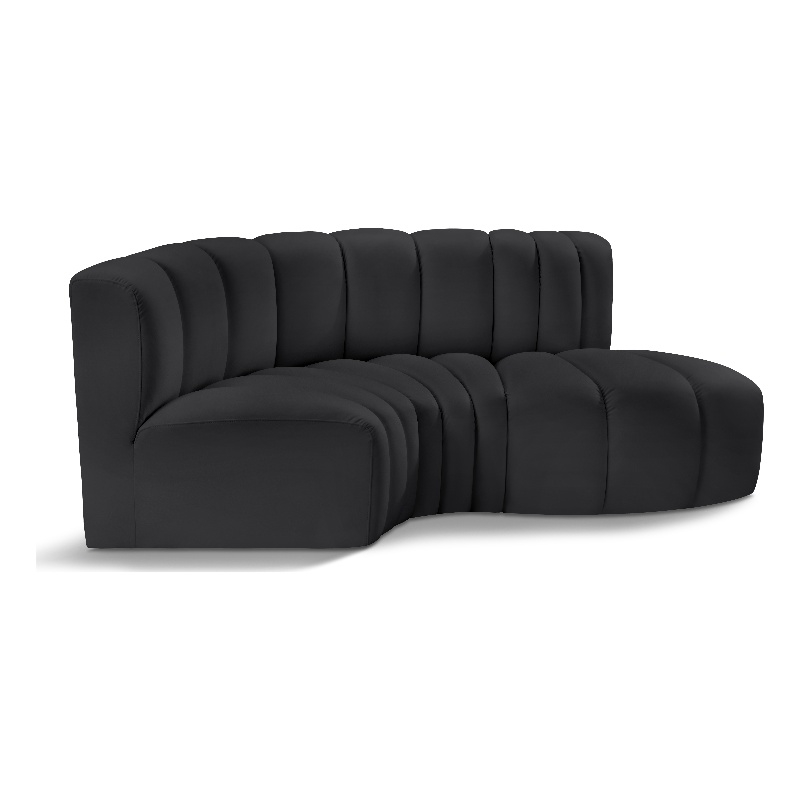 Meridian Furniture Arc Black Vegan Leather Modular Sectional