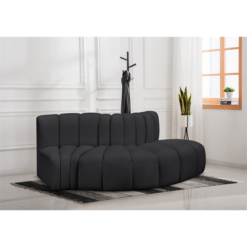 Meridian Furniture Arc Black Vegan Leather Modular Sectional