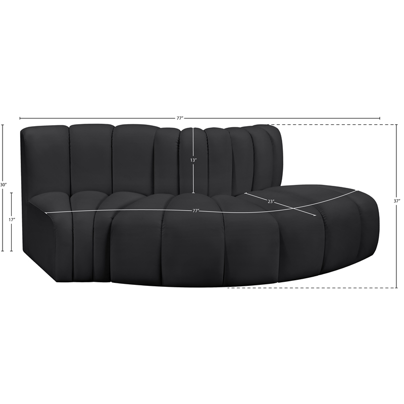 Meridian Furniture Arc Black Vegan Leather Modular Sectional
