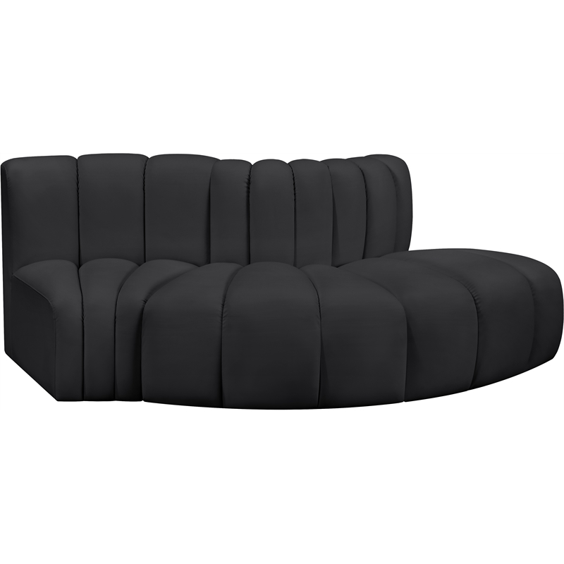 Meridian Furniture Arc Black Vegan Leather Modular Sectional