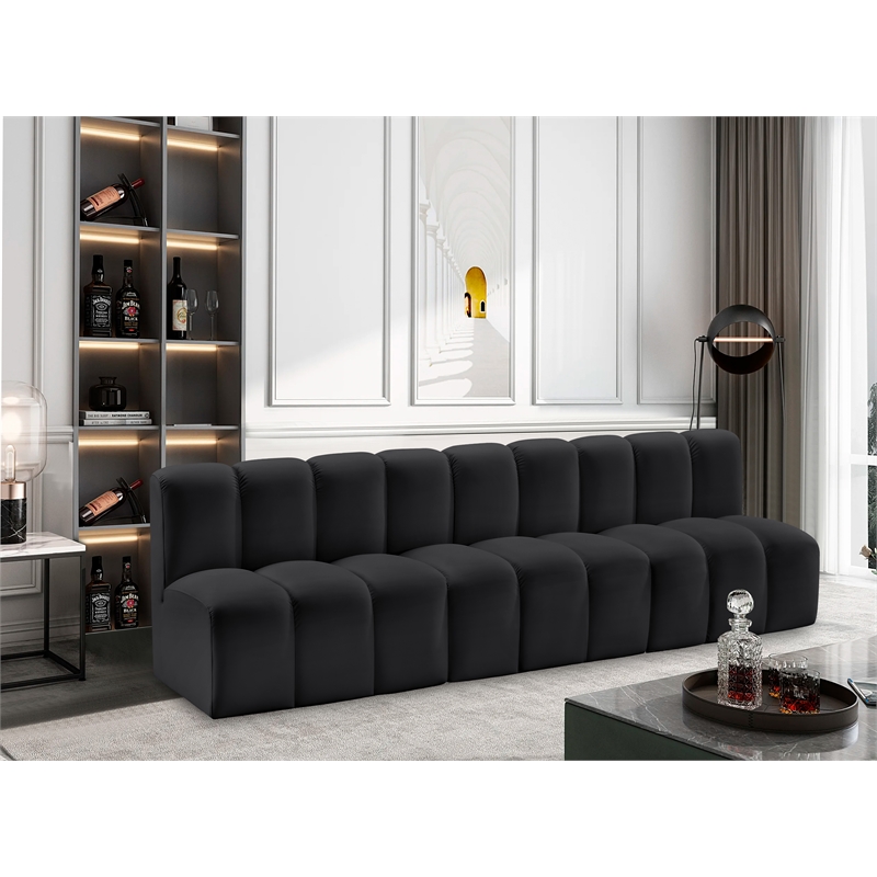 Meridian Furniture Arc Black Vegan Leather Modular Sectional