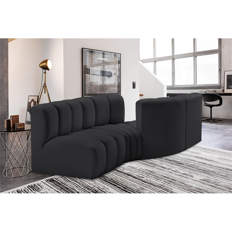 Meridian Furniture Arc Black Vegan Leather Modular Sectional