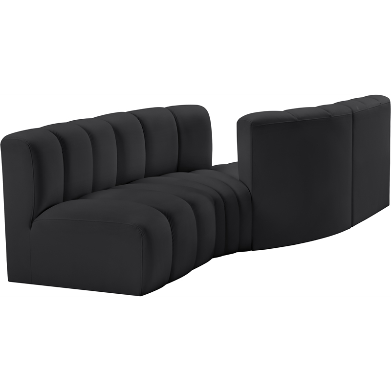 Meridian Furniture Arc Black Vegan Leather Modular Sectional