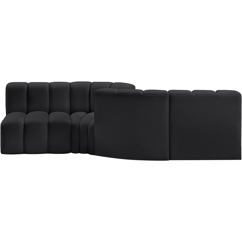 Meridian Furniture Arc Black Vegan Leather Modular Sectional