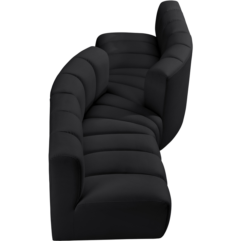 Meridian Furniture Arc Black Vegan Leather Modular Sectional