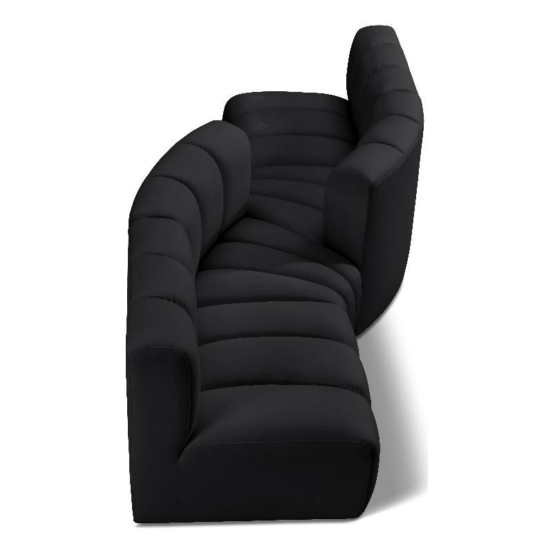 Meridian Furniture Arc Black Vegan Leather Modular Sectional