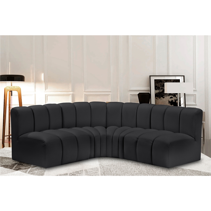 Meridian Furniture Arc Black Vegan Leather Modular Sectional
