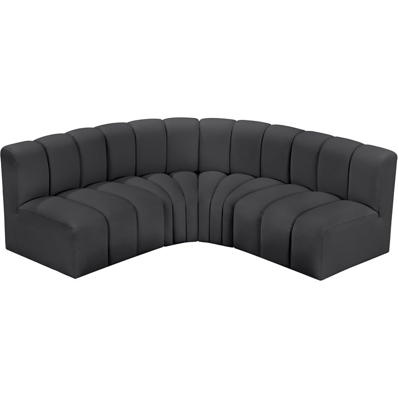 Meridian Furniture Arc Black Vegan Leather Modular Sectional