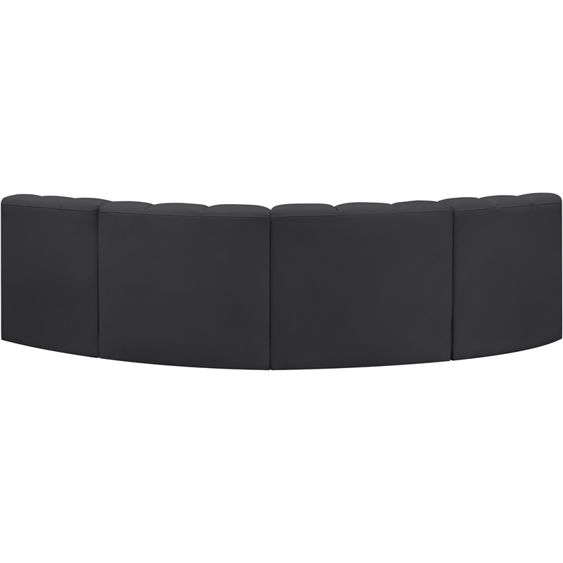 Meridian Furniture Arc Black Vegan Leather Modular Sectional