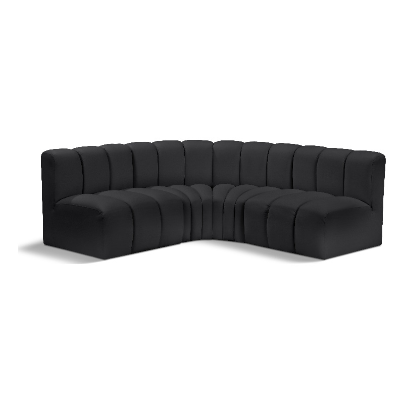 Meridian Furniture Arc Black Vegan Leather Modular Sectional