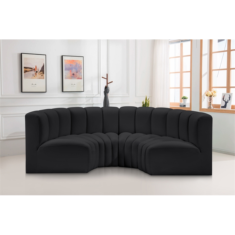 Meridian Furniture Arc Black Vegan Leather Modular Sectional