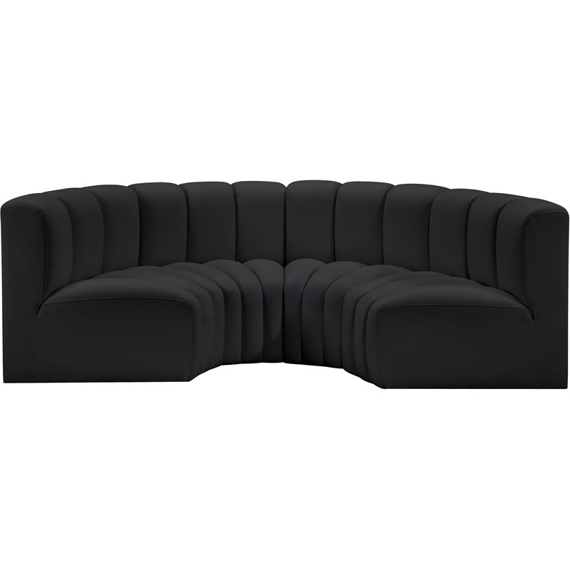 Meridian Furniture Arc Black Vegan Leather Modular Sectional