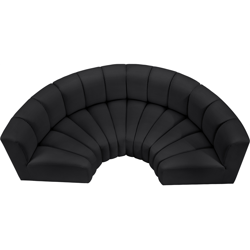 Meridian Furniture Arc Black Vegan Leather Modular Sectional
