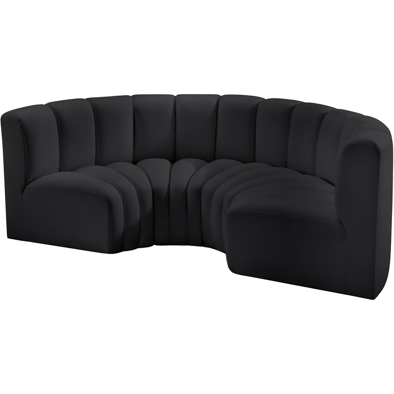 Meridian Furniture Arc Black Vegan Leather Modular Sectional