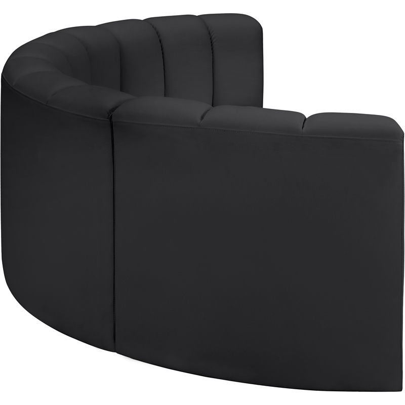 Meridian Furniture Arc Black Vegan Leather Modular Sectional
