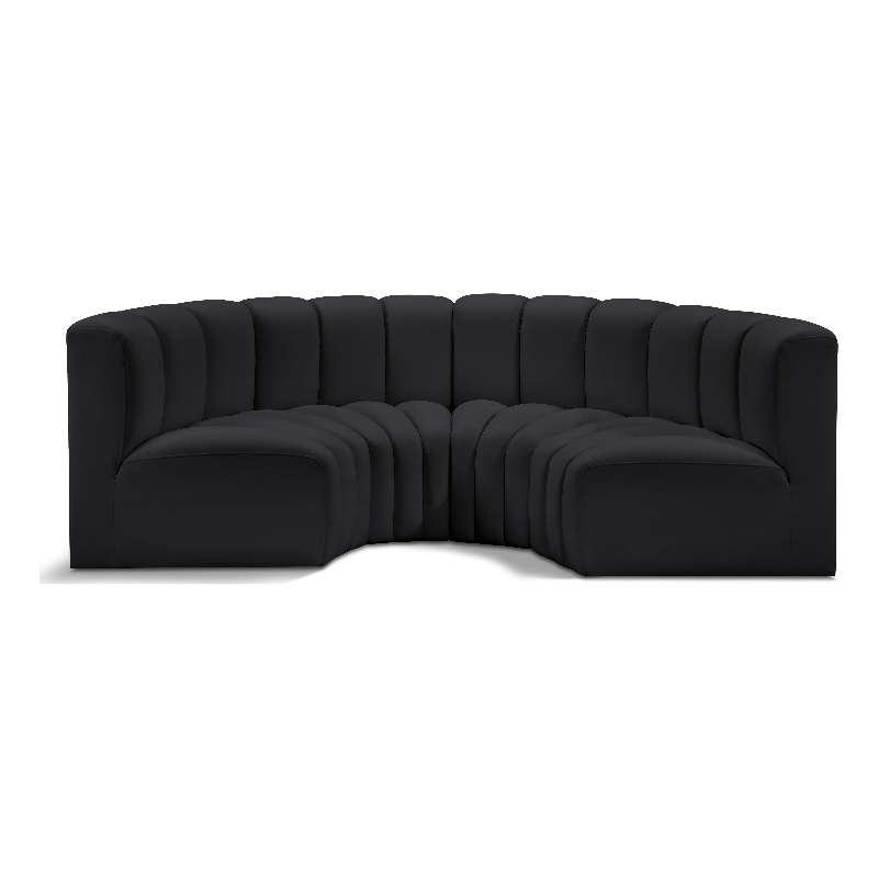 Meridian Furniture Arc Black Vegan Leather Modular Sectional