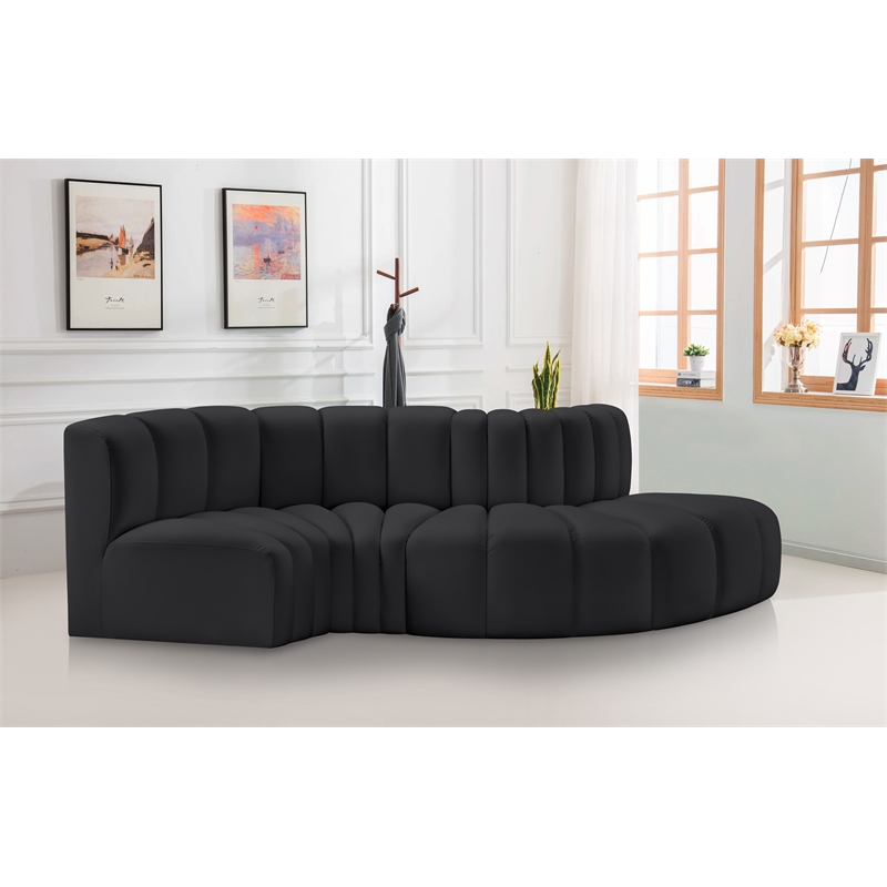 Meridian Furniture Arc Black Vegan Leather Modular Sectional