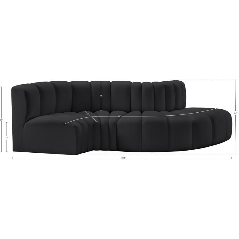 Meridian Furniture Arc Black Vegan Leather Modular Sectional