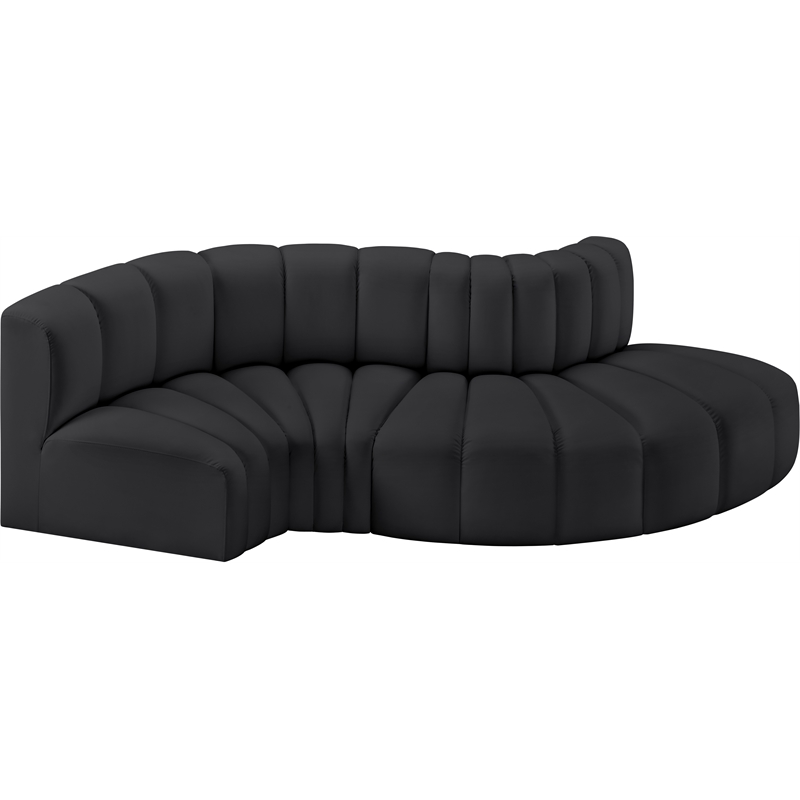 Meridian Furniture Arc Black Vegan Leather Modular Sectional