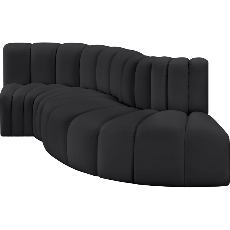 Meridian Furniture Arc Black Vegan Leather Modular Sectional
