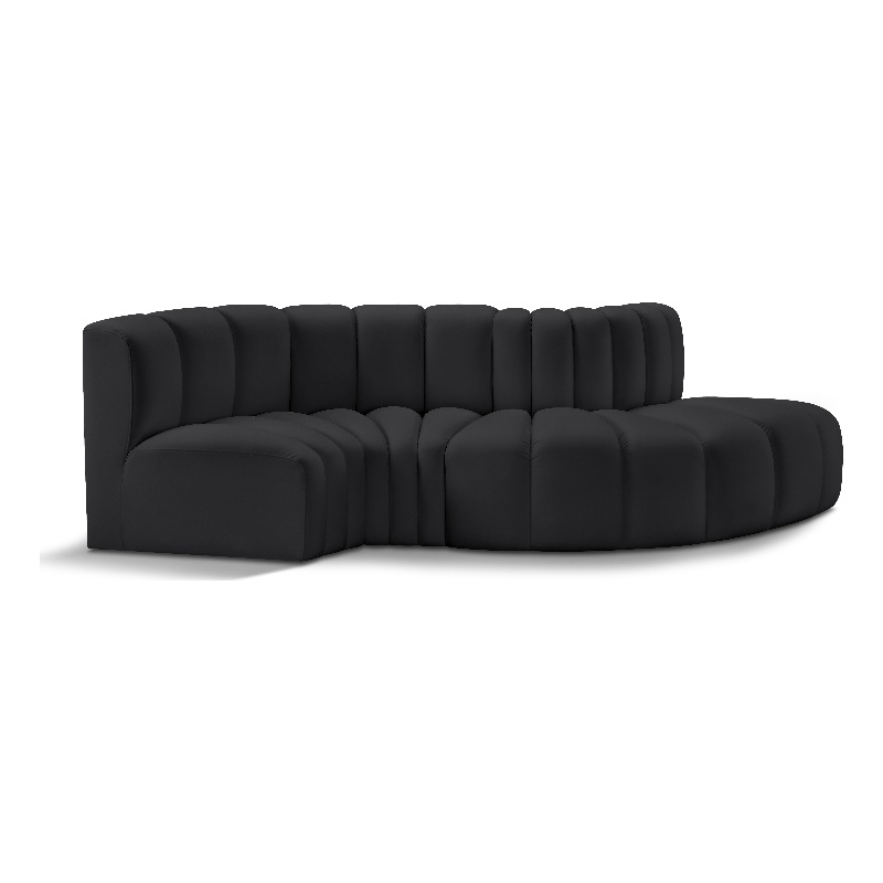 Meridian Furniture Arc Black Vegan Leather Modular Sectional