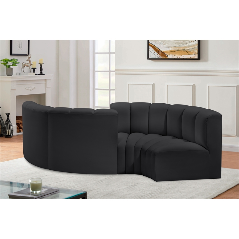 Meridian Furniture Arc Black Vegan Leather Modular Sectional