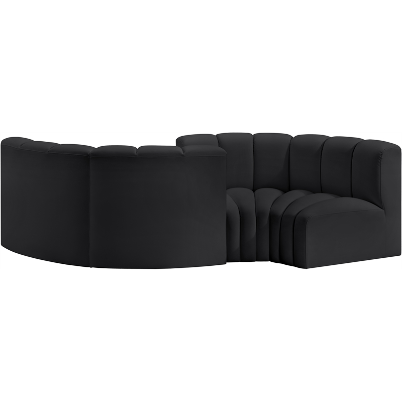 Meridian Furniture Arc Black Vegan Leather Modular Sectional