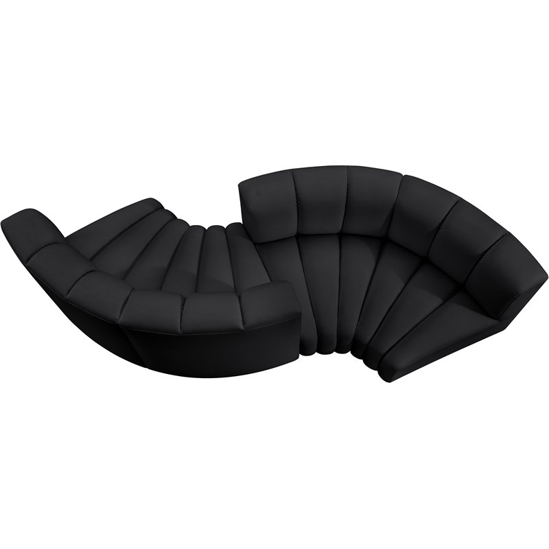 Meridian Furniture Arc Black Vegan Leather Modular Sectional