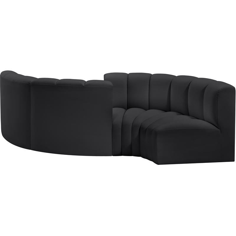 Meridian Furniture Arc Black Vegan Leather Modular Sectional