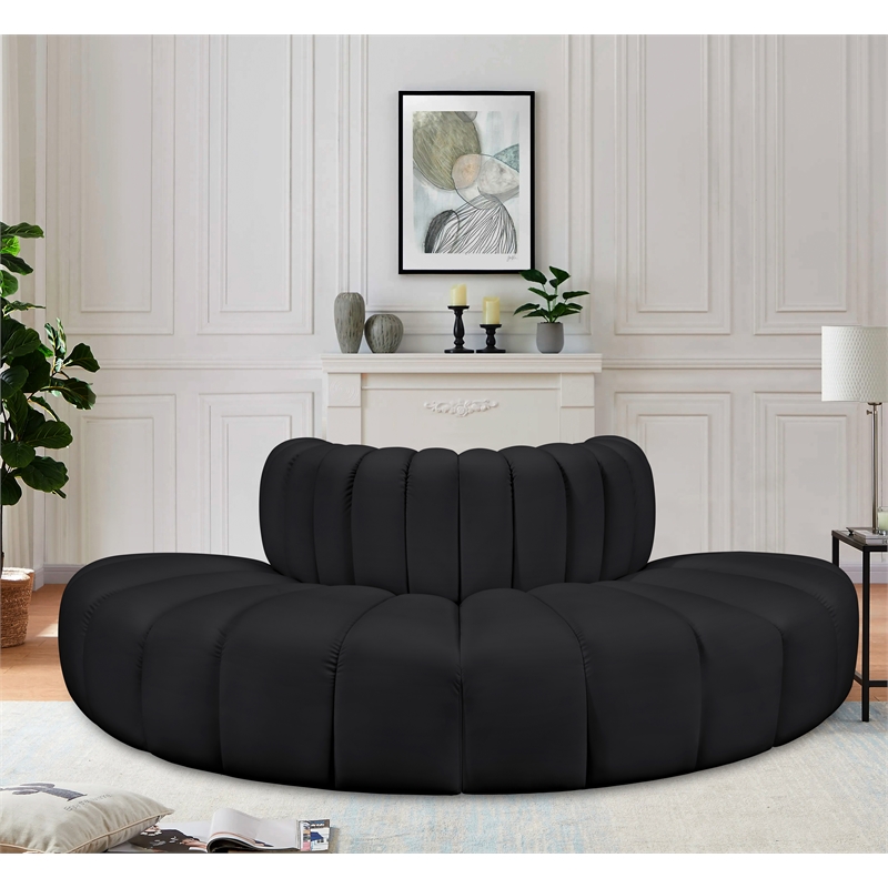 Meridian Furniture Arc Black Vegan Leather Modular Sectional