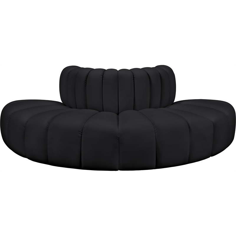 Meridian Furniture Arc Black Vegan Leather Modular Sectional