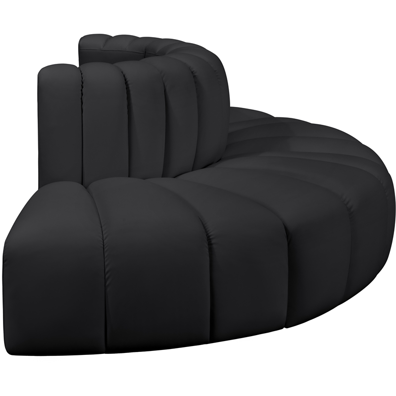 Meridian Furniture Arc Black Vegan Leather Modular Sectional