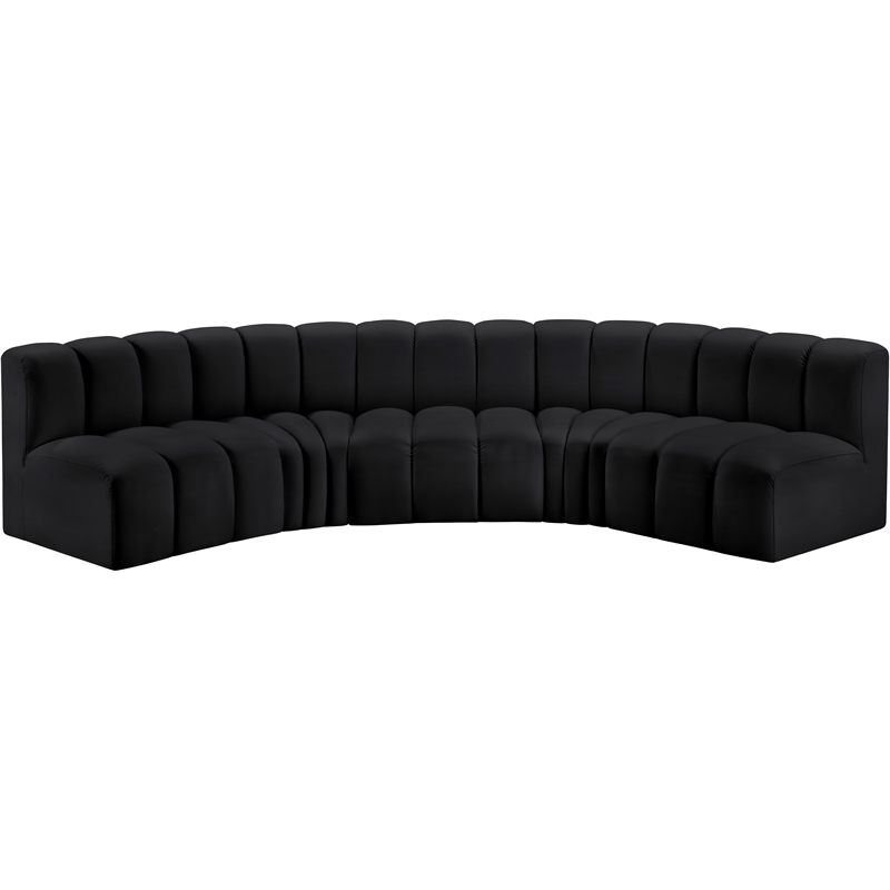 Meridian Furniture Arc Black Vegan Leather Modular Sectional