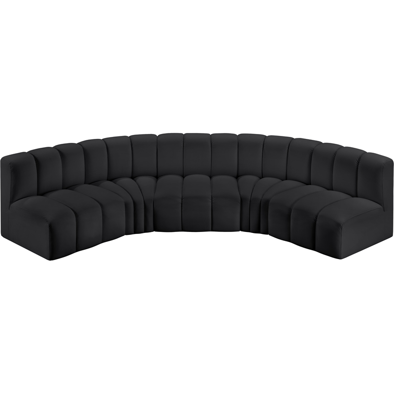 Meridian Furniture Arc Black Vegan Leather Modular Sectional