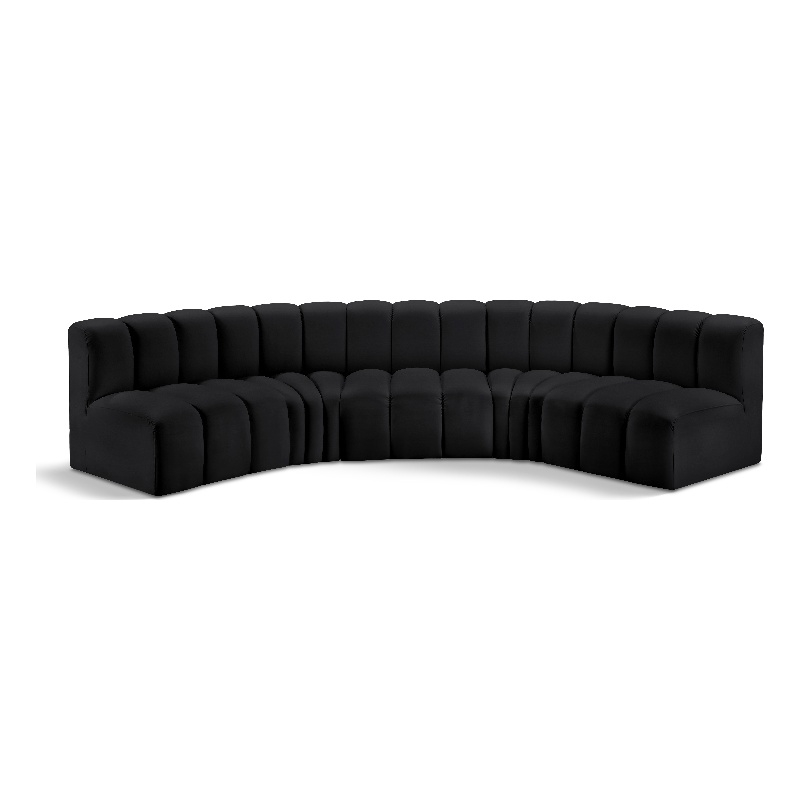 Meridian Furniture Arc Black Vegan Leather Modular Sectional