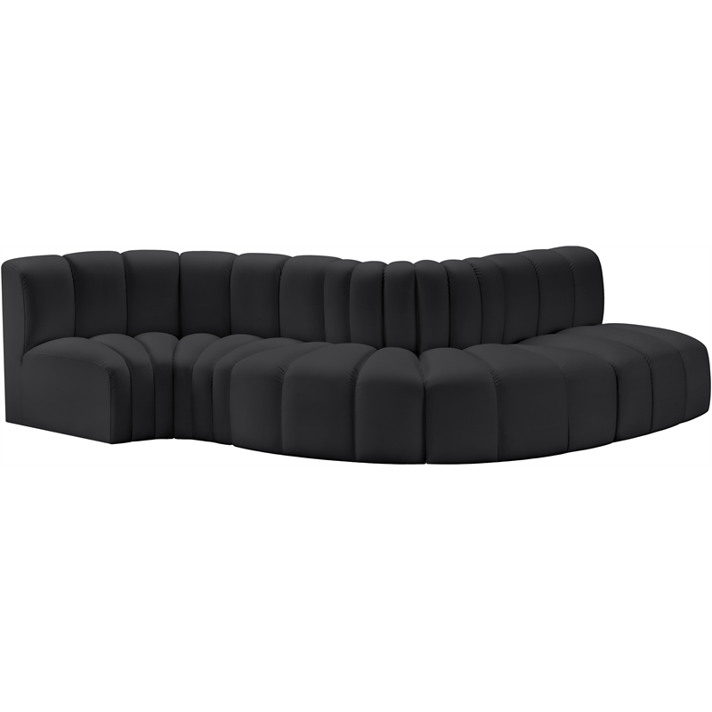 Meridian Furniture Arc Black Vegan Leather Modular Sectional
