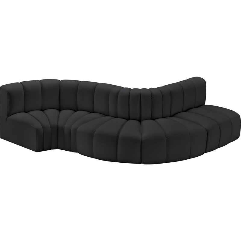 Meridian Furniture Arc Black Vegan Leather Modular Sectional