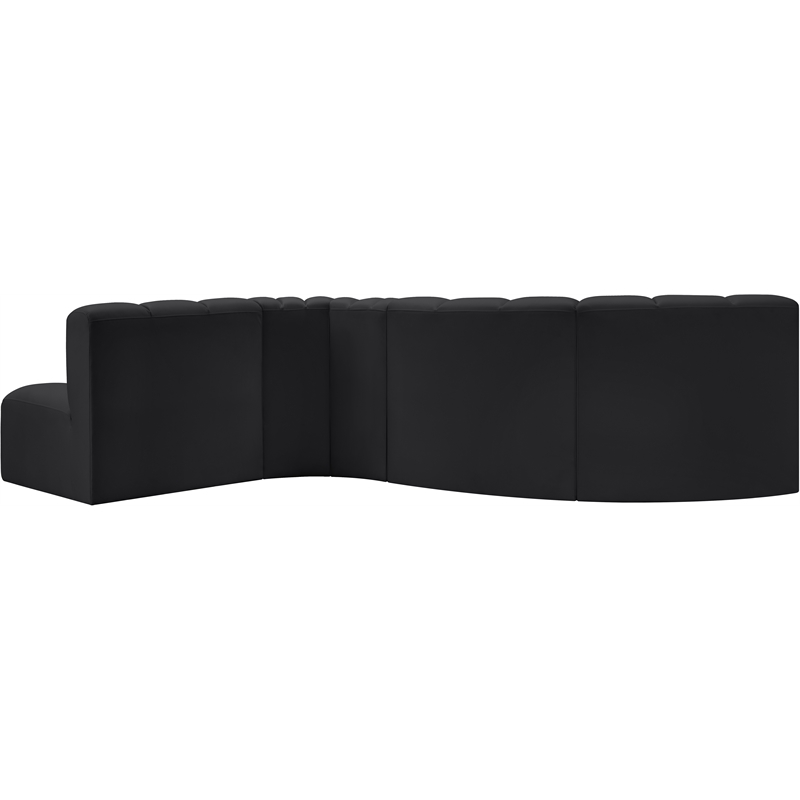 Meridian Furniture Arc Black Vegan Leather Modular Sectional