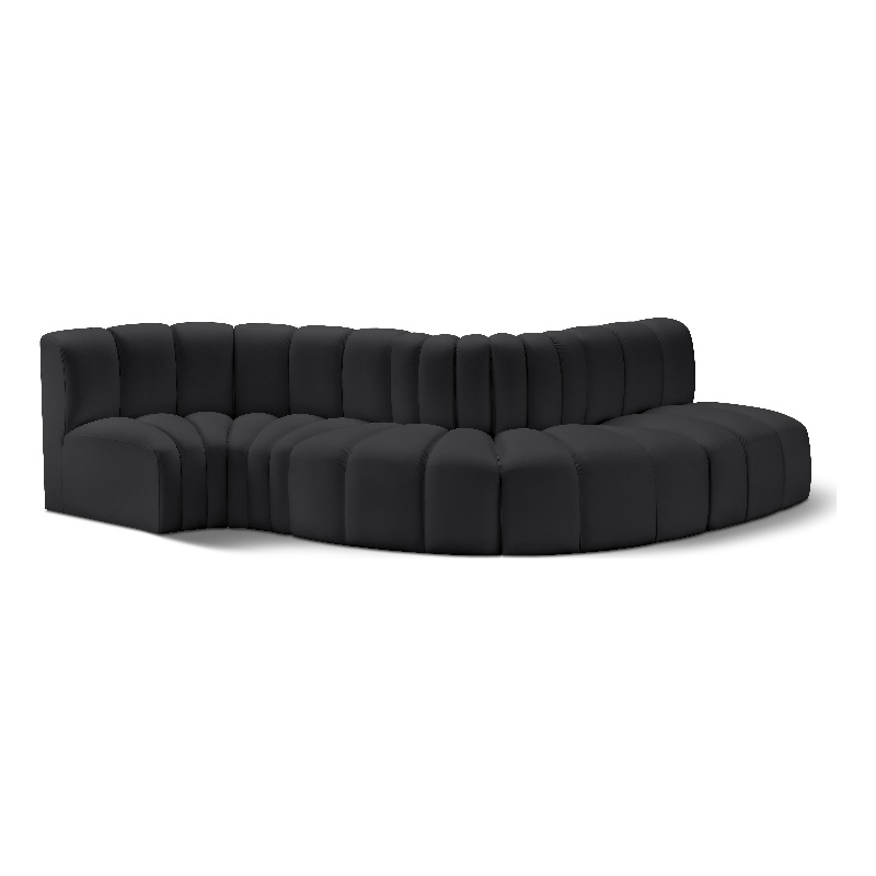 Meridian Furniture Arc Black Vegan Leather Modular Sectional