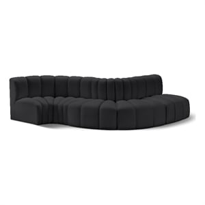 Meridian Furniture Arc Black Vegan Leather Modular Sectional