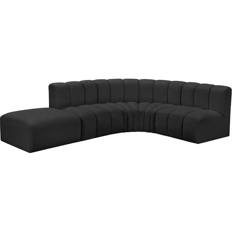 Meridian Furniture Arc Black Vegan Leather Modular Sectional
